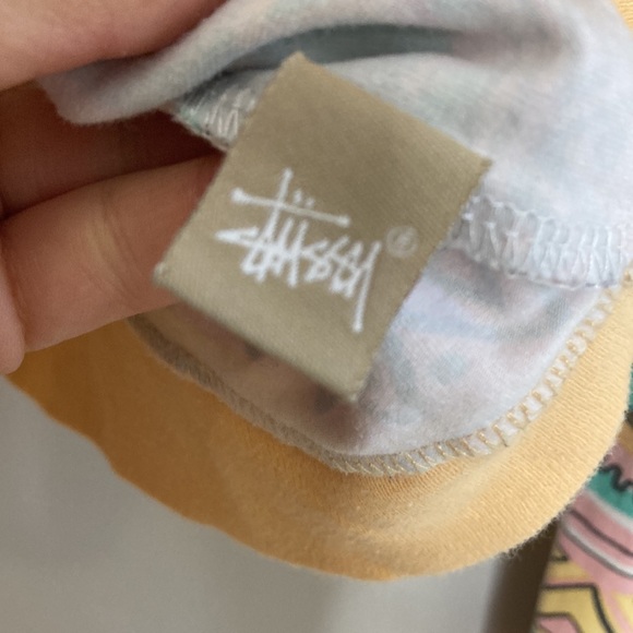 Stussy Sweatshirt Womens Large Aztec Print Orange Hoodie Light Cotton Stretch - Picture 12 of 14